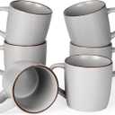 famiware Mercury Coffee Mugs 13 oz, Coffee Mugs Set of 6 with Handle, Cups for Latte, Hot Tea, Cappuccino, Mocha, Cocoa, Light Grey