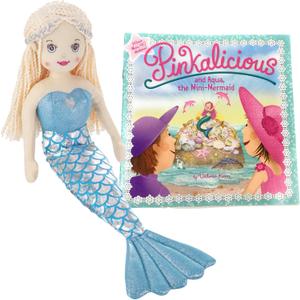 Mermaid Doll Shelly With Pinkalicious and Aqua, The Mini-Mermaid Book With Stickers & Gift Tag for Girls Who Love Adventures