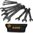 ELEAD 10-Piece Super-Thin Open End Wrench Set, Metric 5.5-27mm, CR-V Nickel Plated, 3 mm Thickness for Tight Spaces, 5.5, 7, 8, 9, 10, 11, 12, 13, 14, 15, 16, 17, 18, 19, 20, 21, 22, 23, 24, 27mm