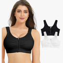 BRABIC Zip Front Closure Everyday Bra for Women Post Surgery Compression Support with Adjustable Straps Wirefree (XL)
