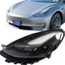 Left Full LED Headlights Assembly Compatible with Tesla Model 3/Model Y 2021 2022 2023 Driver Side For 151495200C Projector Matrix Type Headlamp