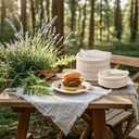 Compostable Paper Plates Set - 250PCS Disposable Heavy Duty Sugarcane Plate & Eco-Friendly Utensil Biodegradable Dinnerware Plates, Extra Long Forks, Knives & Spoons for Party (Brown)