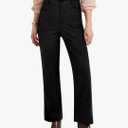 Corduroy Pants Women High Waisted Wide Leg Trendy Patch Pocket Fall Winter Dressy Casual Elastic Waist Trousers Medium Black