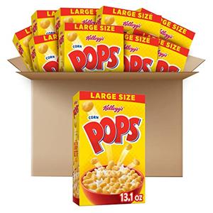 Kellogg's Corn Pops Cold Breakfast Cereal, 8 Vitamins and Minerals, Kids Snacks, Large Size, Original, 8.1lb Case (10 Boxes), BBD: SEP/15/25 
