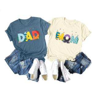 ASTANFY Girl Mom Shirt Dad Shirt Animal Kingdom Mom and Dad Shirts Funny Short Sleeve Tops (XL)