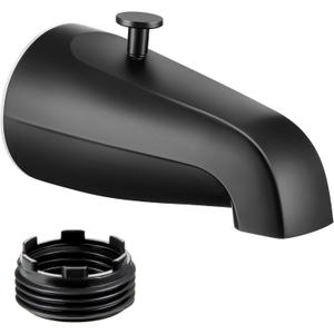 Enhon Tub Spout with Rear Diverter, Bathtub Spout Fitting 1/2-Inch or 3/4-Inch IPS, 5-1/4 Inch Length Bathroom Bathtub Faucet with Adapter(Matte Black,Without Handheld Shower Fitting)
