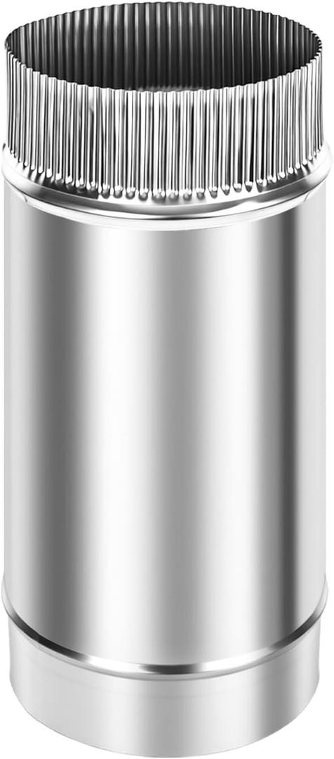 5 Inch x 12 Inch Rigid Round Dryer Duct - Heavy Duty Galvanized Steel Air Duct Pipe, Metal Vent Exhaust Tube Extension with Crimped End for HVAC, Range Hood & Bathroom Fan Connector