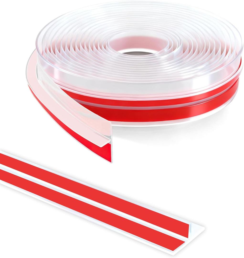 20Ft T-Shaped Door Draft Stopper, Silicone Weather Stripping Seal Tape for Doors and Windows - Clear, 1.38" Wide (35mm)
