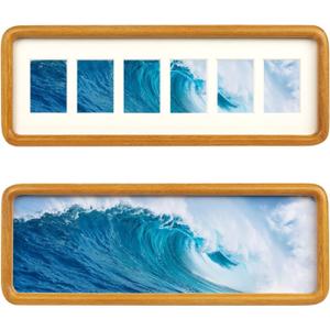 Hans 4"x12" Frames Collage Photo Frame Single Mat with Six 1.5x2.5 Openings and Satin Solid Frame Horizontal or Vertical(6 Openings)