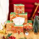 FYSUIMU 12Pcs Christmas Facial Tissues Cube Boxes Gingerbread House Square Tissue Box Cover with 600 Sheets 3 Ply Napkins for Xmas Holiday Home Party Car Accessories
