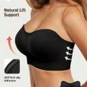 OEAK Strapless Bras for Women Wireless Bandeau Bra Non Slip Push Up Tube Top Seamless Bras Comfortable Padded Bralette (Black, L)