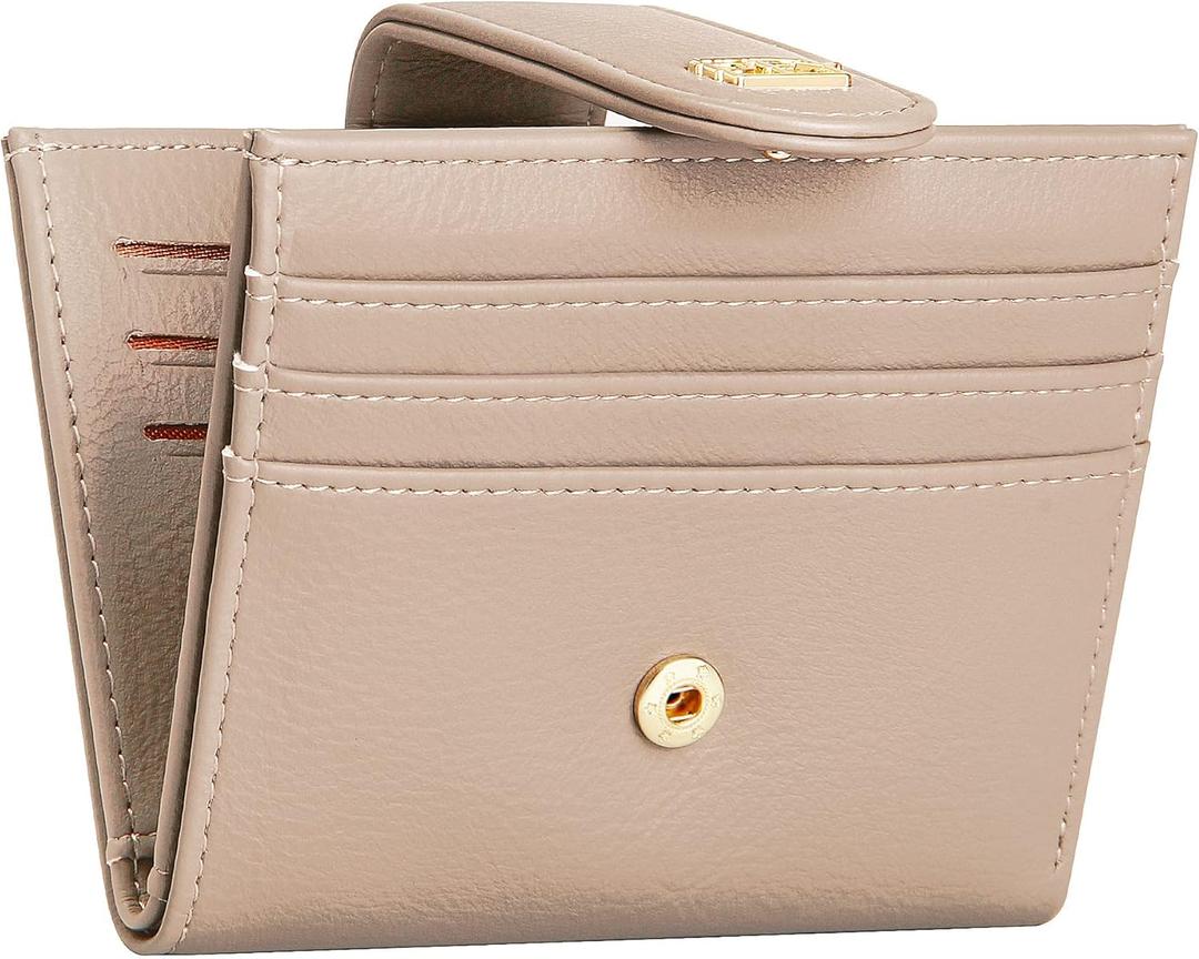 GEEAD Small Wallets for Women Slim Bifold Credit Card Holder Minimalist Zipper Coin Pocket (Khaki)