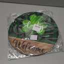 St. Patrick's Day Shamrock Door Sign Lucky Shamrock Wooden Door Wreath for Front Doors Green Irish Clover Welcome Hanging Signs for Spring Holiday Party Home Wall Hanger Farmhouse Indoor Outdoor Decor