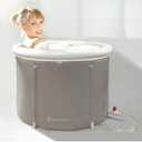 Portable Bathtub (Small) by Homefilos, Ice Bath and Cold Plunge for Athletes, Inflatable Adult Size Japanese Soaking Hot Tub for Shower Stall