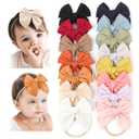Niceye Baby Girl Bows and Headbands, Stretchy Nylon Hairbands Hair Bows for Newborns, Infants, Toddlers - Handmade Baby Hair Accessories for Girls (Orange)