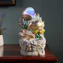 GOSSI Themed Coral Shell Fountain Tabletop Home Dcor Indoor Desktop Fountains Perfect for Zen Waterfall Meditation Waterfall Decor Fountain with LED Lights(23037)
