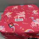 Toddler Booster Seat for Dining Table, 4" Kids Booster Seat for Kitchen Chair with Non-Slip Bottom, Portable Detachable Washable Increasing Cushion with 2 Adjustable Straps (Unicorn)