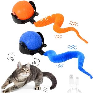 Speedy Tail 2.0 Cat Toy, Interactive Cat Toys for Indoor Cats, Automatic Moving Ball with Tail for Bored Indoor Adult Cats, Keep Them Busy Orange+Blue