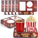 16Pcs Movie Night Snack Trays Disposable Paper Popcorn Drink Holder Theater Food Boxes for Cinema Supplies Family Party Decoration 7.87x5.91x1.57inch Retro Style