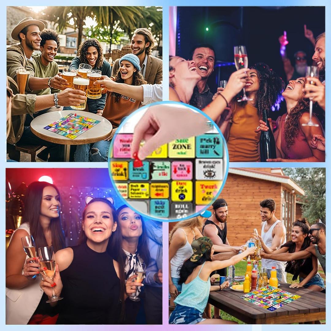 Drinking Game, Funny Party Board Game for Christmas Game Night, Birthday and Gathering Parties, Rubber Mat Drinking Board Game for Adult 2-8 Players