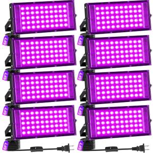 50W LED Black Light IP66 Waterproof 8 Pack, Outdoor Blacklight Flood Light with Switch+6FT Cord, Blacklight Spotlight for Neon Glow in The Dark Party Body Paint Fluorescent Poster Classroom Halloween