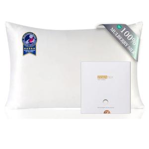 ZIMASILK 100% Pure Mulberry Silk Pillowcase for Hair and Skin Health,Soft and Smooth,Both Sides Premium Grade 6A Silk,600 Thread Count,with Hidden Zipper,1pc (Queen 20''x30'',White)