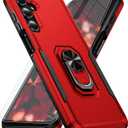 for Samsung Galaxy A26 5G Phone Case [15 FT Military Grade Drop Protection] with 2X Tempered Glass Screen Protector, Heavy-Duty Shockproof Magnetic Kickstand Case for Galaxy A26 5G (Red)