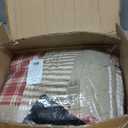 Cabin Patchwork Plaid 100% Cotton 3-Piece Quilt Set, Reversible Lightweight Quilt and Shams, Coverlet Set (King Size, Red/Blue/Beige)