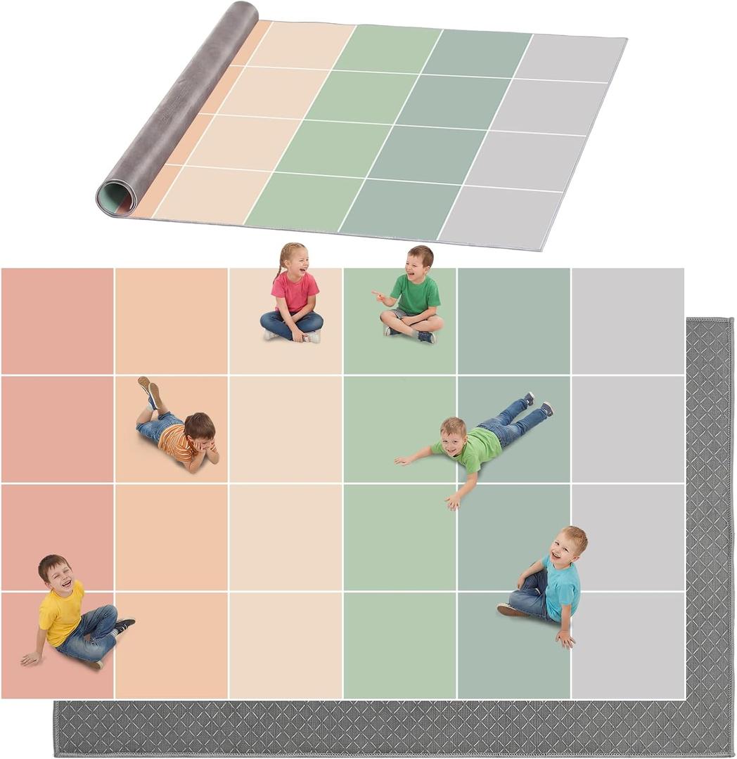 Drydiet Pastel Classroom Rug 7.6 x 12 ft Large Carpet