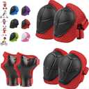 WayEee 6PCS Kids Protective Gear Set, Knee Pads for Kids 3-14 Years Old, Toddler Knee Pads and Elbow Pads, Wrist Guards Set, Skating Cycling Bike Rollerblading Scooter, Upgraded & Durable Material (Red) Size: S(3-10years)