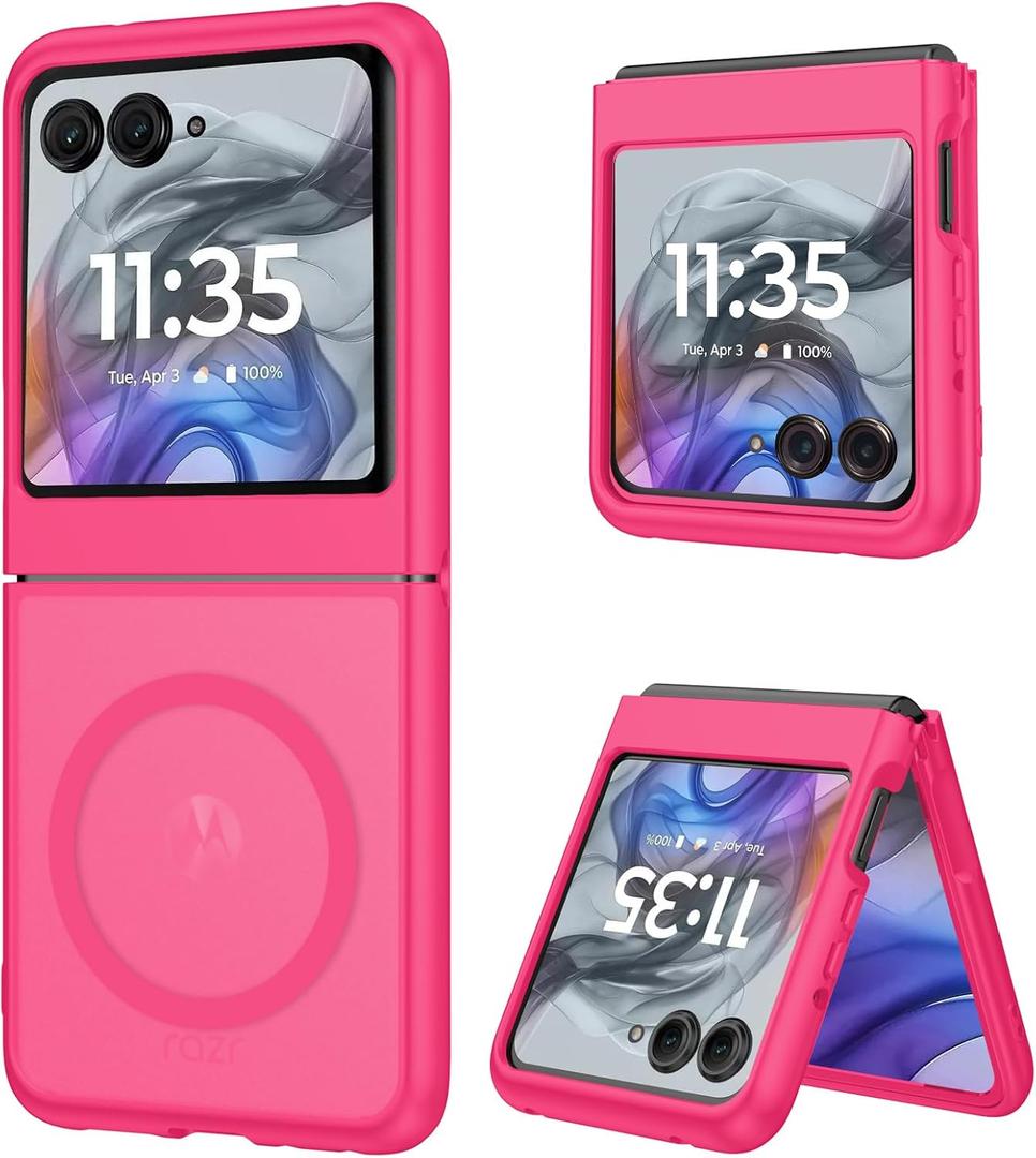 DUEDUE for Motorola Moto Razr 2025/2024 Magnetic Case, Moto Razr 60/50 Case [Compatible with MagSafe], Anti-Scratch Shockproof Protective Phone Case for Motorola Razr 2025/2024/60/50 6.9", Hot Pink