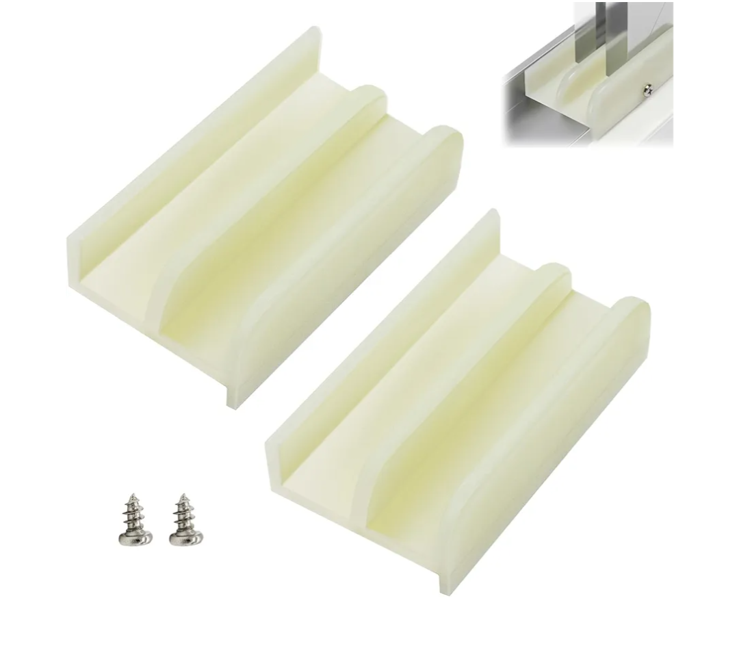 M6219 Sliding Shower Door Bottom Guide with Screws for Sliding Shower Glass Door (Top Hung) Tub Enclosure Systems Divider Track Guide Shower Door Replacement 1/2 in Channels Fits (2 Pack)