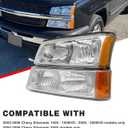 Compatible with 03 04 05 06 Chevy Silverado Avalanche 1500/2500/3500 Chrome Housing Headlight Assembly for 2003-2006 Silverado Headlamps Amber Left+Right(Fit NON-Body Cladding Models)