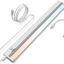 24" LED Under Counter Lights, 16W 1200LM, 3 Color Temperatures (3000K/4000K/5000K), Hardwired or Plug-in, 45 Rotatable, Connect Up to 10 Fixtures, Ideal for Kitchens and Offices
