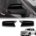 Glossy Black Ox Horn Rearview Mirror Cover Compatible with Chevy Silverado/GMC Sierra 1500 2012-2018
