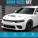 Hood Scoop Bezel Set for Dodge Charger SRT Hellcat 2015-2020 Accessories, Front Hood Scoop Grill Grille Vent Trim Black for 68202581AB 68202580AC 68202580AA 68202580AB 68202462AD, 3 Pieces Kit Set