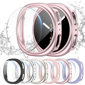 Landhoo [6+6Pack] for Samsung Galaxy Watch 8 40mm Screen Protector Case, Hard PC Bumper + HD Anti-Fog Tempered Glass Protective Film, Waterproof Face Cover Set for Galaxy Watch 8 40mm Accessories