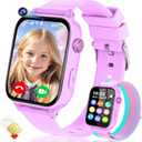 4G Kids Smart Watch GPS Tracker, Smartwatch for Kid with Video Calling, Voice Chat, Class Mode, SOS , Pedometer, Alarm, SIM Card HD Touch Screen Phone Watch Gift for 4-12 Girls Boys (Light Purple)