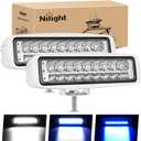 Nilight Marine LED Pods Navigation Lights 2PCS 54W Blue White Flood Beam Ponton Boat Deck Dock Lighting for Night Fishing T-top Stern Yacht Kayak Port Sailboat Trucks Tractors