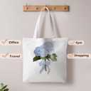Floral Tote Bag, Blue Summer Floral Flower Hydrangea Canvas Tote Bag for Women, Hydrangea Gifts for Women, Coastal Summer Gift Reusable Grocery Shopping bags