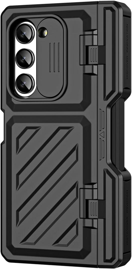 Case for Samsung Galaxy Z Fold 5, Heavy Duty Hinge Protection S Pen Holder Rugged Shockproof Full Protective Phone Cover, Build-in Camera Protection and Kicstand (Black)