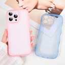 SKYLMW Compatible with iPhone 16 Pro Max Case 6.9" 2024, Cute Kawaii Curly Wave Frame Shape Soft Silicone Shockproof Protective Phone Cover for Women Girls, Clear/Pink