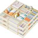 DIMJ Drawer Organizer Clothes Storage - 18 Pack Baby Dresser Organizer for Nursery, Foldable Closet Drawer Organizer Bins for Bedroom Organization, Fabric Storage Dividers for Socks, Underwears, Bras (Beige)