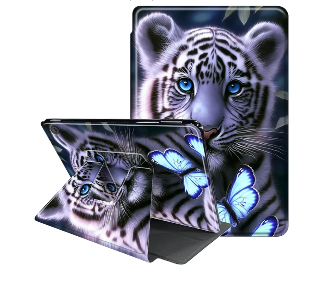 Case for Samsung Galaxy Tab A9+ / A9 Plus 11 Inch 2024 2023-360 Degree Rotating Multi-Angle Viewing Protective Cover with Auto Sleep/Wake,Butterfly Tiger
