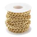 16.4 Feet Aluminum Curb Chains 10x6.5x1.8mm Twisted Links Cross Cable Chains Golden Plated with Spool for Pendant Necklace Jewelry Making