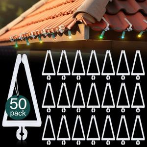 Yousoontic 50 Pcs Christmas Light Clips, Gutter Light Clips Plastic Fascia Boards Hanger for Clay Tile Roof Christmas Party Decoration Roof Gutter Fence Eave