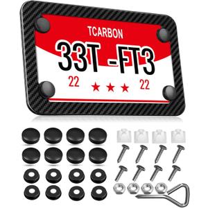 Real Carbon Fiber Motorcycle License Plate Frame  Lightweight, Street-Legal Plate Cover with Anti-Theft Screws, Universal Fit for US/Canada/Mexico, for Sport Bikes, Scooters, ATVs, UTVs (Slim)
