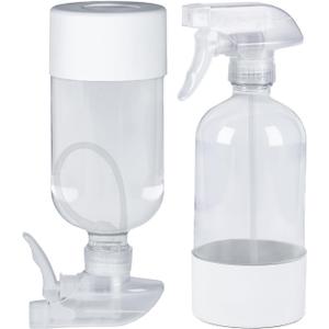 2 Pack 360 Glass Spray Bottles with Silicone Sleeve, 16 oz Empty Refillable Containers with Adjustable Spray Nozzles, Spray Bottles for Hair, Cleaning Solutions and Plants White