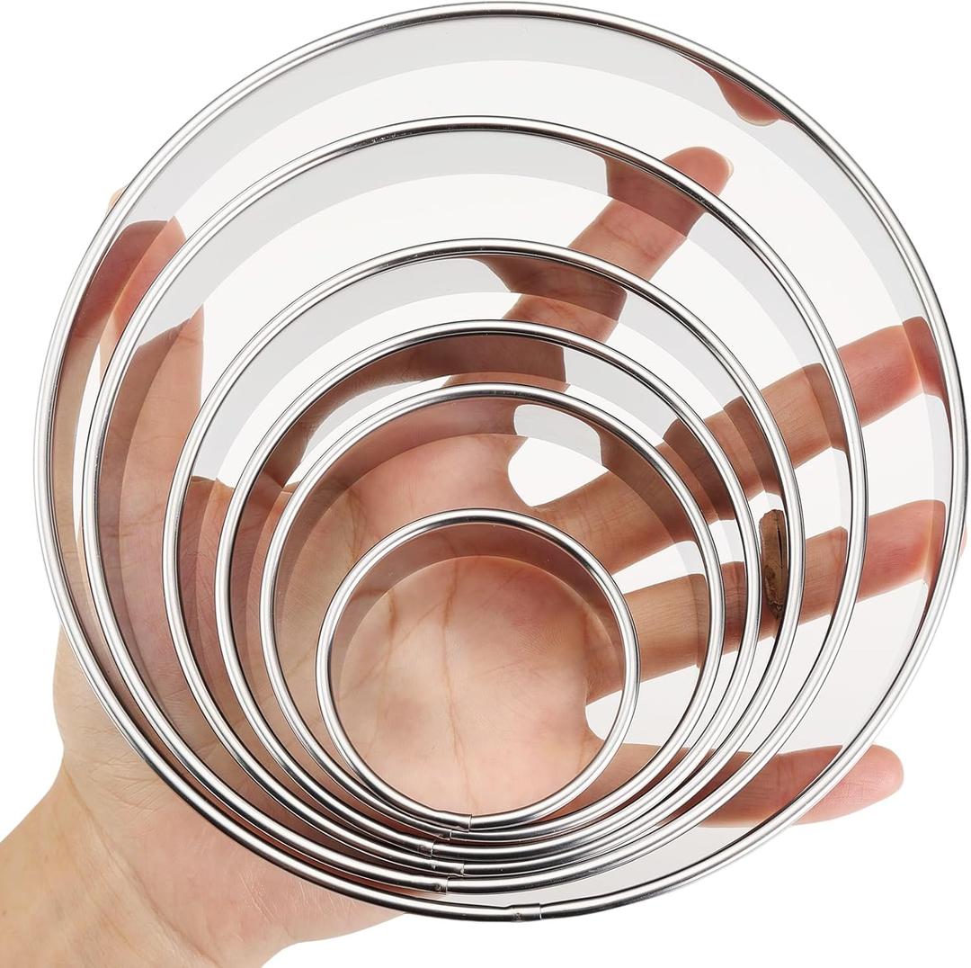 6 PCS Round Cookie Cutters (2, 3, 3.5, 4, 5, 6 Inch), Stainless Steel Biscuit Cutters For Baking, Large Circle Cookie Cutter for Baking, Pastry, Donuts, Fondant, Sandwich