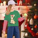 Toddler Girl Christmas T-Shirt Kid Xmas Ugly Reindeer Santa Claus Snowman Shirt Long Sleeve Strip Patchwork Cooton Tee Top